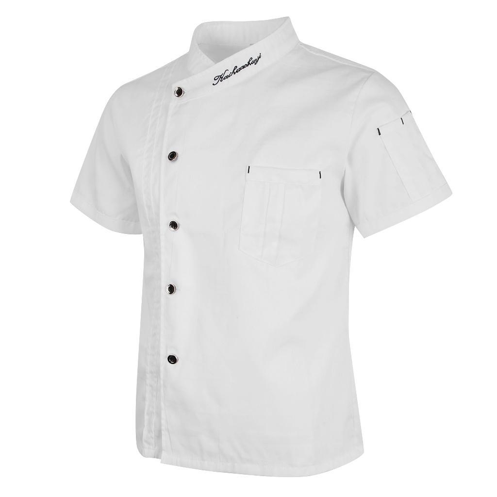 3x Unisex Chef Jackets Coat Short Sleeves Shirt Kitchen Uniforms M