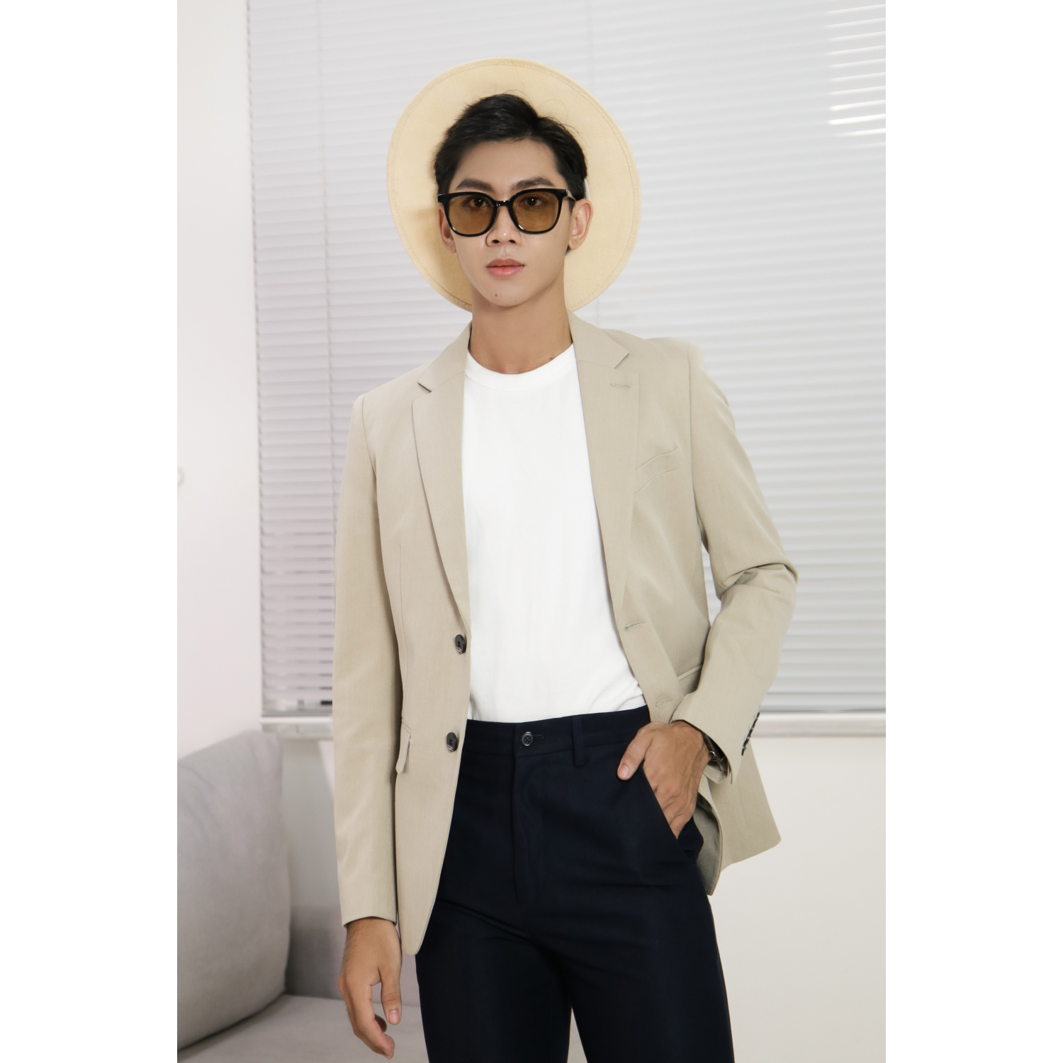 Bộ suit công sở may đo, thiết kế hai hàng khuy đơn, BASIC-SUIT-7 kiểu dáng Slim Fit, phong cách thanh lịch và sang trọng - HY.WO