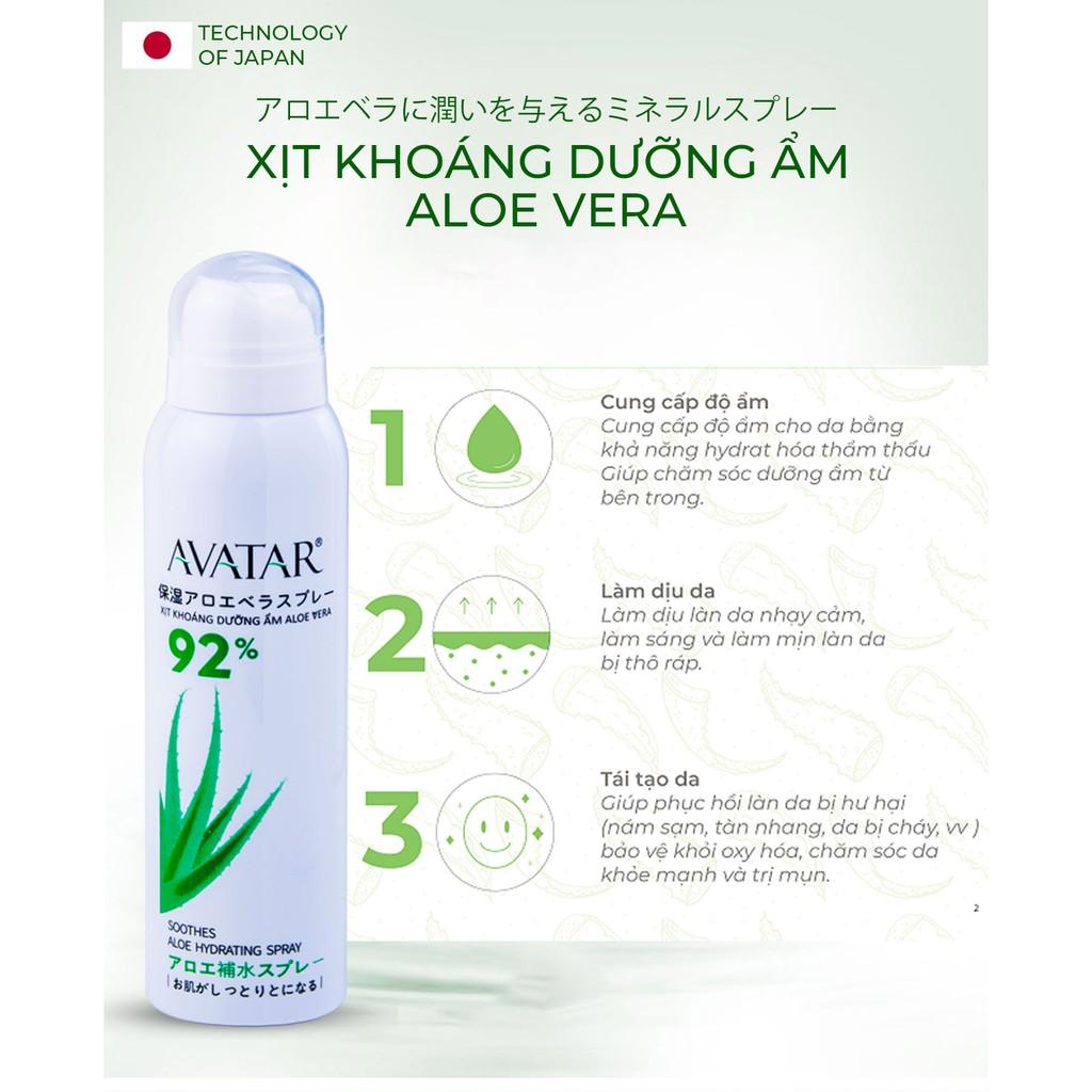 Xịt khoáng lô hội dưỡng da ẩm mượt mịn màng chính hãng AVATAR 150ml