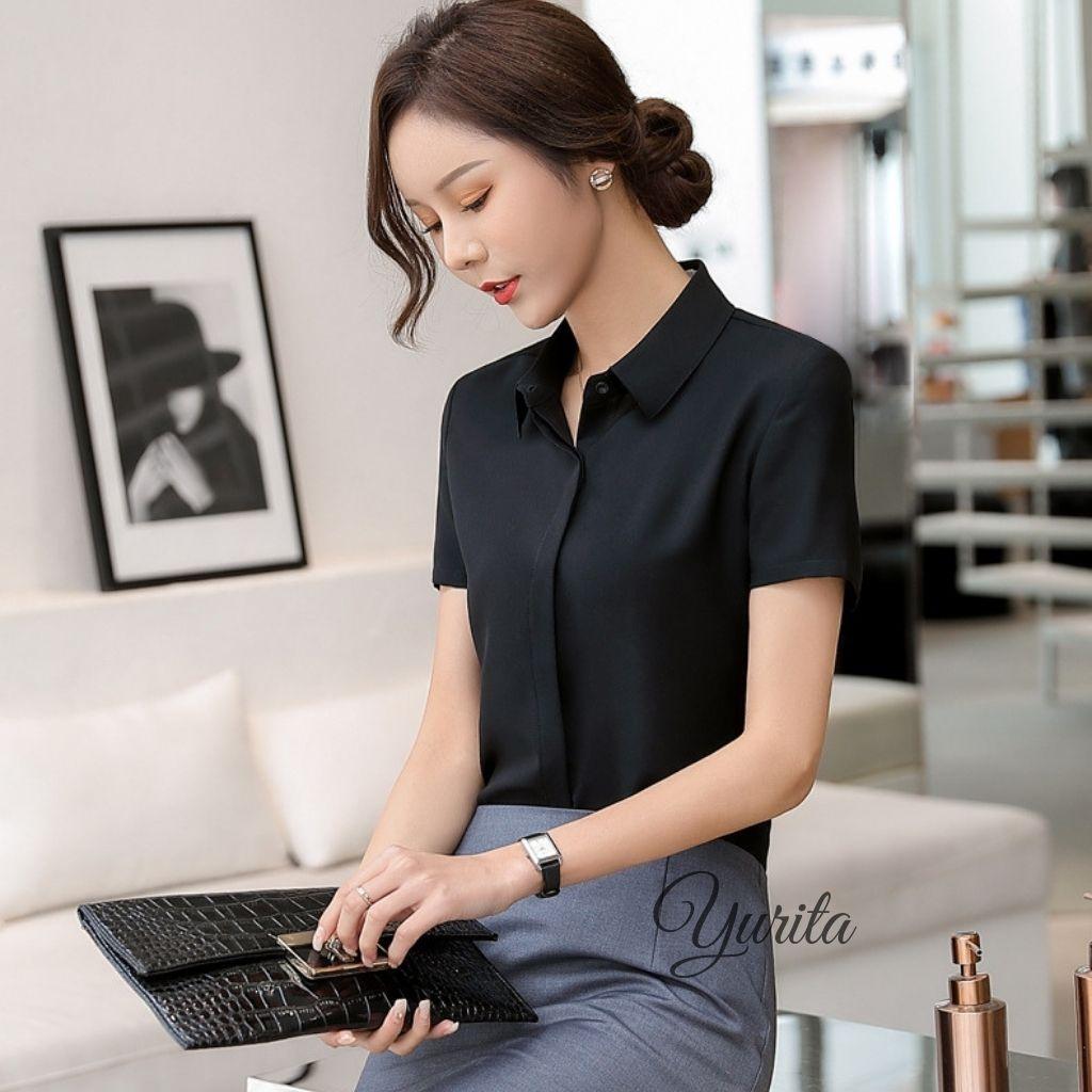 Áo Sơ Mi Trắng YURITA Nữ Tay Ngắn Kiểu Công Sở, Sơmi Cộc Tay Hàng Thiết Kế Cao Cấp Kiểu Dễ Thương Vintage