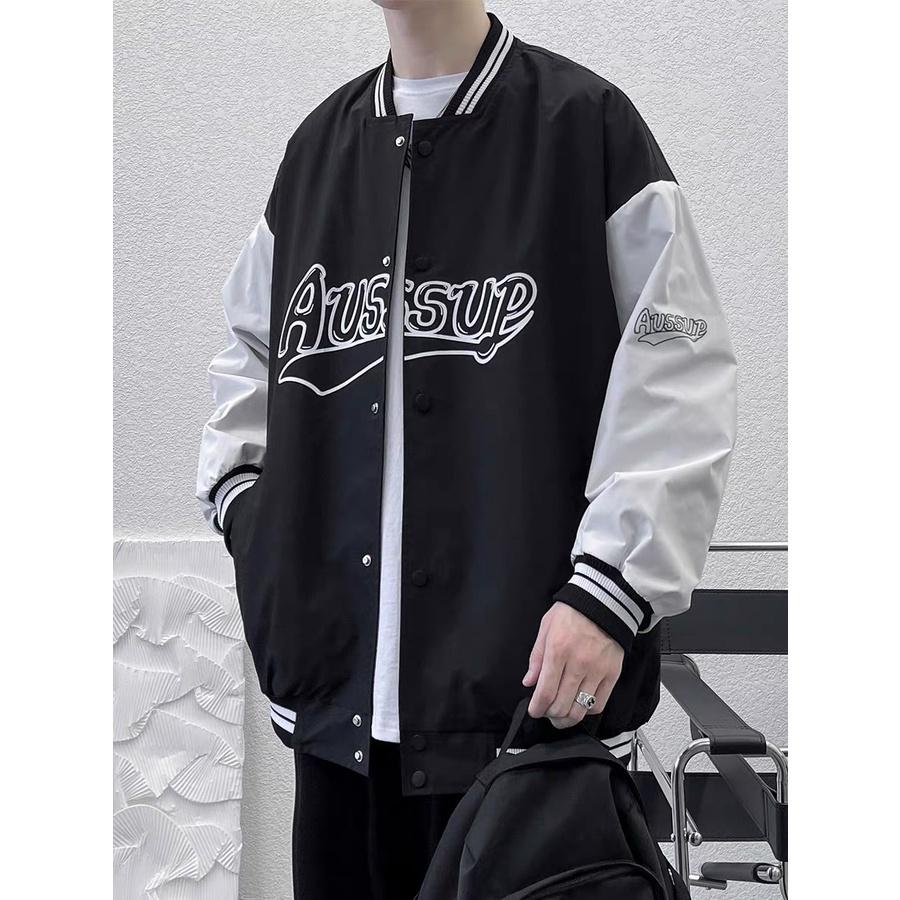 Áo khoác bomber nam nữ unisex-Áo bóng chày Form rộng AUSSUP chất liệu dù 2 lớp dày dặn