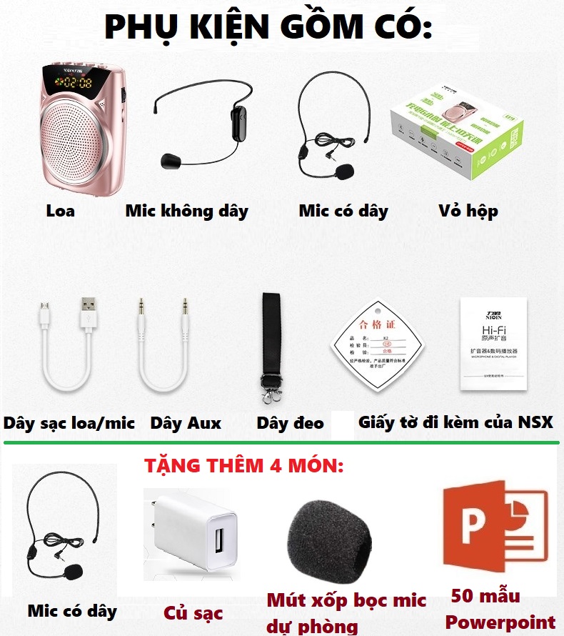 Loa trợ giảng Keling K8 không dây UHF, có bluetooth 5.0, pin dài lâu
