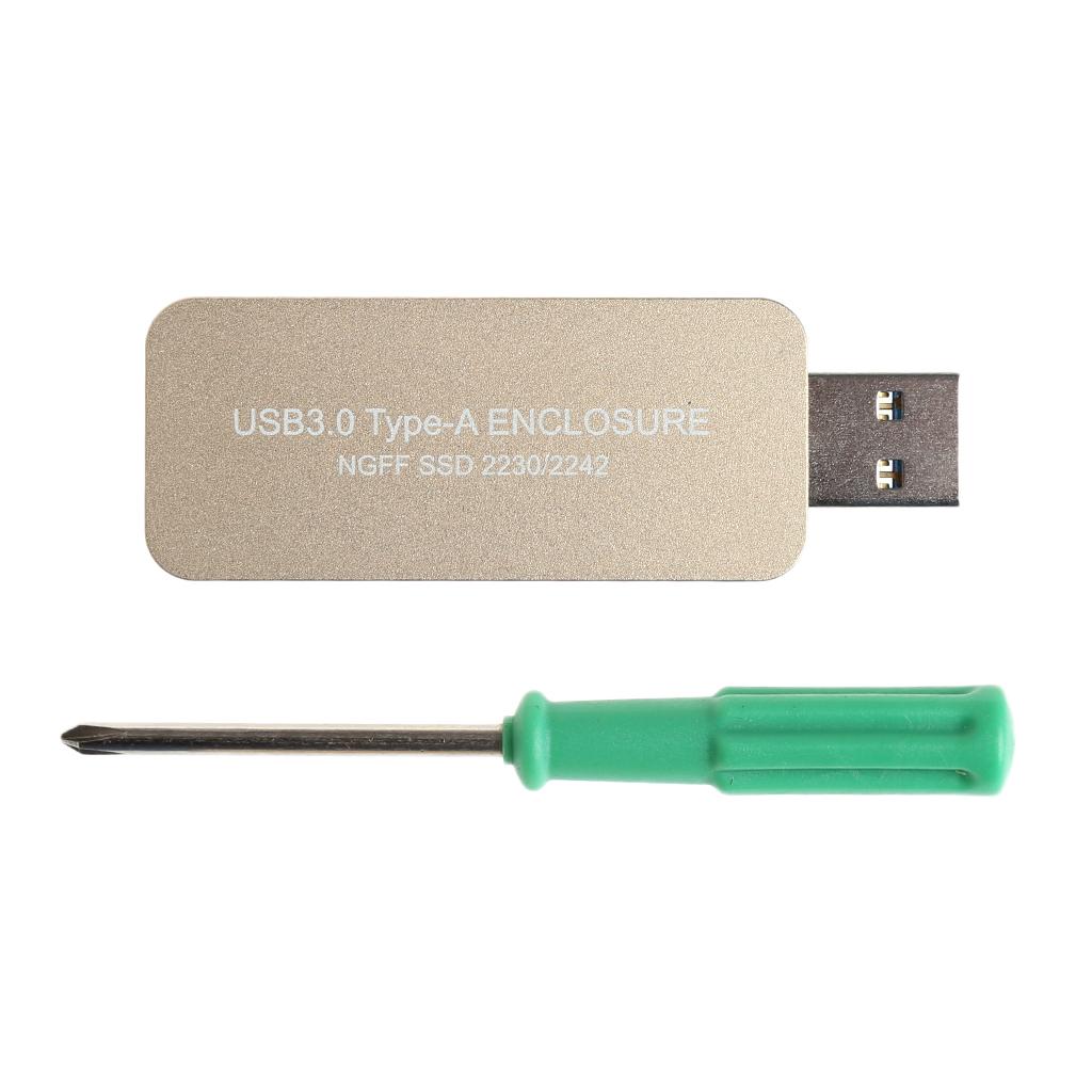 USB 3.0 to 2230/2242  M.2  SSD Enclosure Case  Box Gold