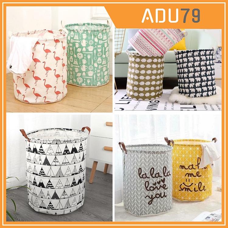 Sọt Vải Đựng Đồ Có Thể Gấp Gọn Size Lớn, Giỏ Đựng Quần Áo Đa Năng Vintage Adu79 - NEW