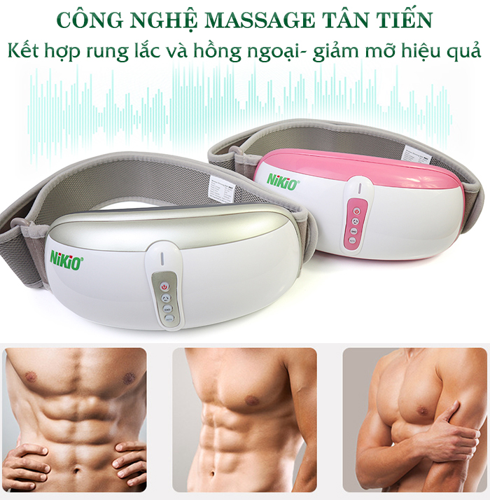 Đai Massage Bụng Nikio NK-169DC - Công Nghệ Rung Lắc Kết Hợp Hồng Ngoại Tân Tiến, Mát Xa Giảm Mỡ Thừa, Làm Săn Chắc Cơ Bụng Nhanh - Pin Sạc Tiện Lợi - Màu vàng