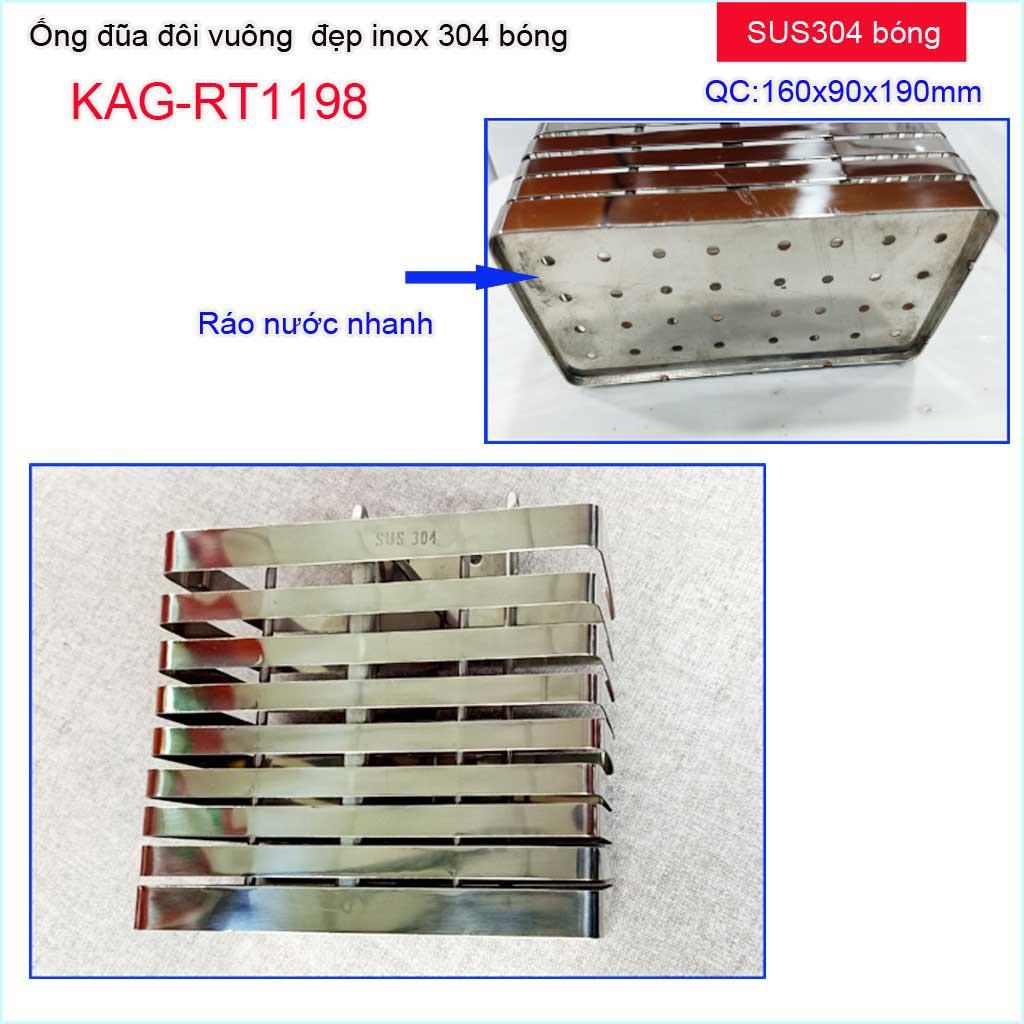Ống đũa đôi vuông KAG-RT1198 Inox 304, ống đũa nhà bếp ống đũa vuông đôi SUS304 dập khuôn thiết kế đẹp sử dụng tốt
