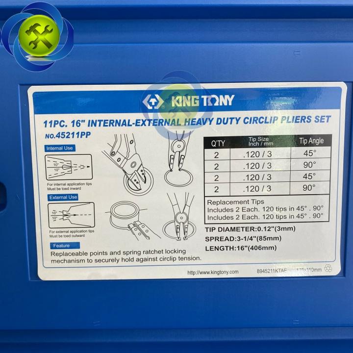 Bộ kìm mở phe Kingtony 45211PP 11 chi tiết 16 inch/406mm
