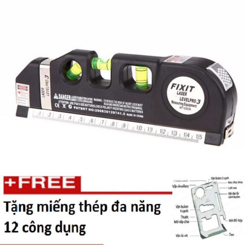 Thước ni vô laser đa năng cân bằng kèm thước kéo 2,5m+ tặng 1 miếng thép đa năng 206418206192