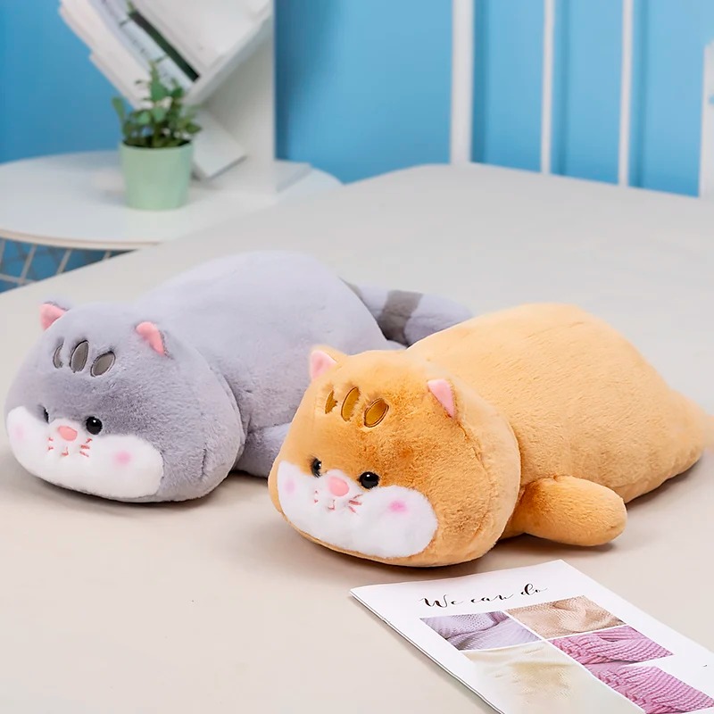 Thú nhồi bông mèo mặt ngơ ngác - Size từ 50cm đến 95cm - Quà tặng gấu bông mèo đuôi sọc lông mềm mại êm mịn
