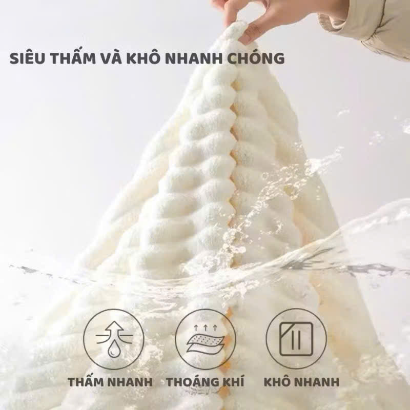 Khăn Tắm Sóng Nước Siêu Thấm Hút – Khăn Mặt Sợi Cuộn To, Kích Thước 70x140cm, Chất Liệu Cao Cấp, Dày Dặn, Không Rụng Lông - HÀNG CHÍNH HÃNG MINIIN