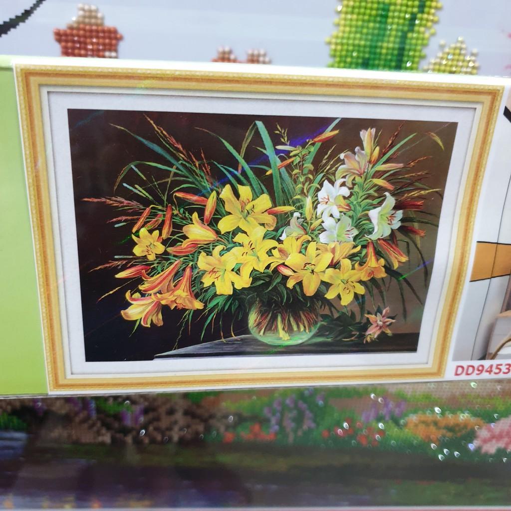 Tranh Đính Đá HOA KHAI PHÚ QUÝ . Kích Thước: 65cm x 50cm
