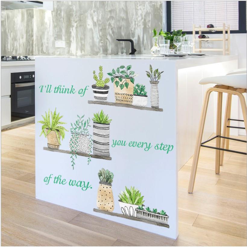 Decal dán trang trí tường - Nhiều Chậu lớn 04
