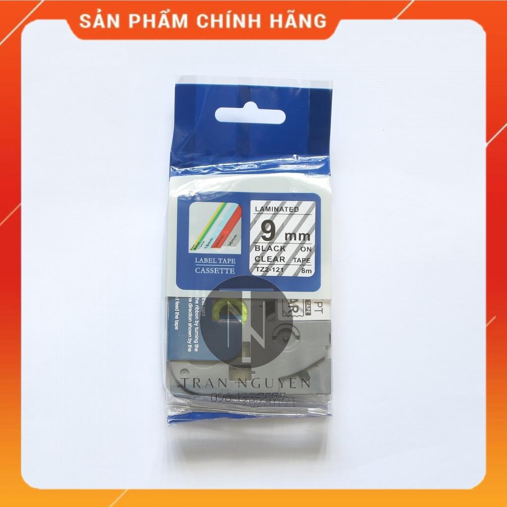 Nhãn In Brother Tz2-121 - Đen nền trong 9mm x 8m - Hàng nhập khẩu