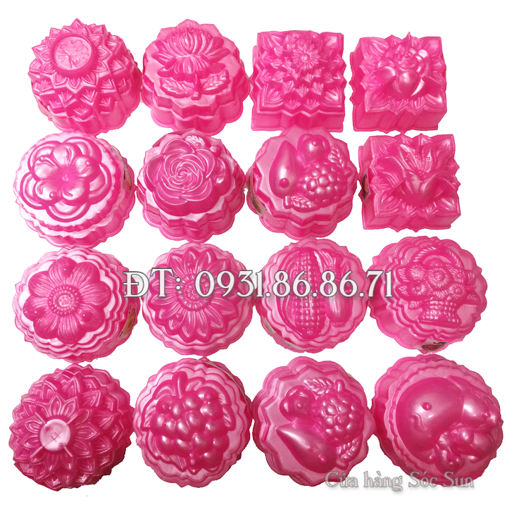 Bộ khuôn rau câu trung thu loại 10 cm màu hồng - Mã số 1042