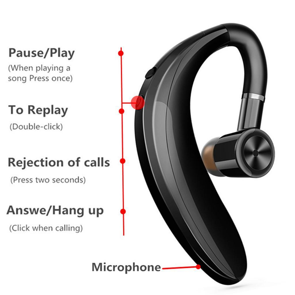 Gazechimp 2x Bluetooth Headset Ear Hook Hands Free Earphones with Built-in Mic