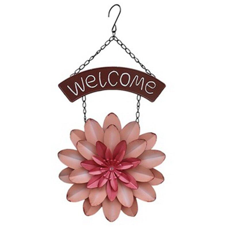 Flower Welcome Sign Farmhouse Floral Hanging Sign Wreath for Front Door Window Decor