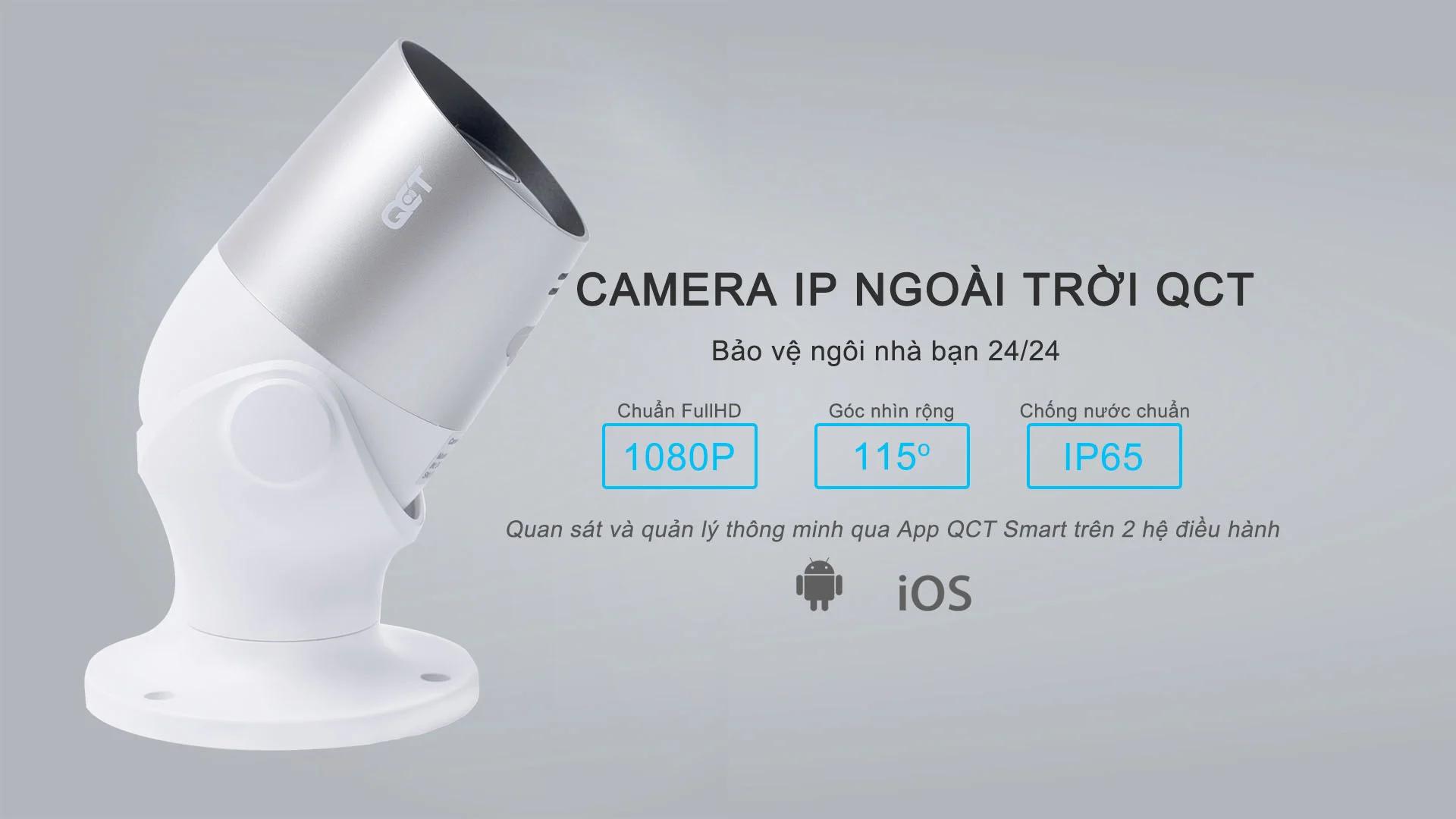 Camera ngoài trời IP QCT 1080P Quốc tế QCTRN001 - Hàng Nhập Khẩu