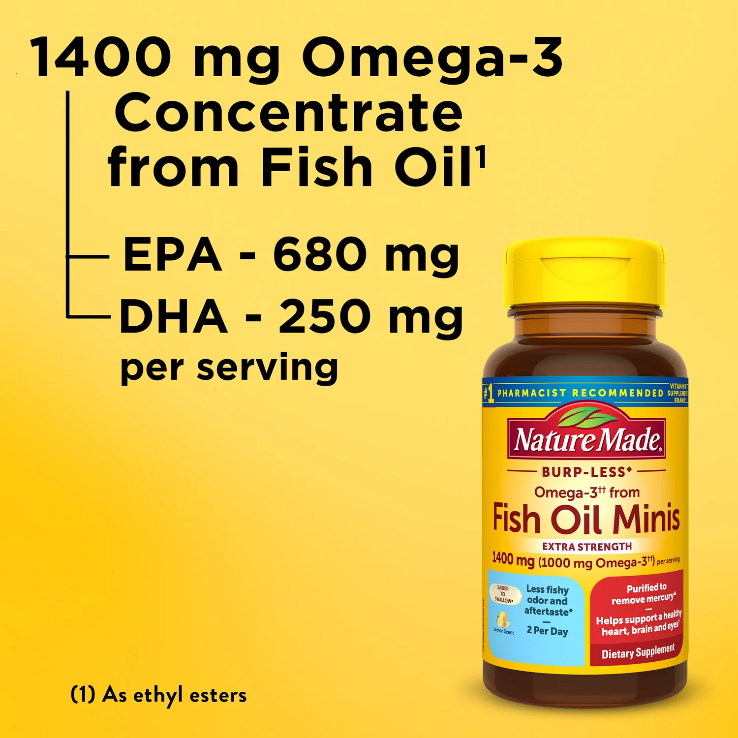 Omega-3 dầu cá Burp Less Fish Oil 1400mg Nature Made Mỹ hỗ trợ sức khỏe cho tim, não và mắt - OZ Slim Store