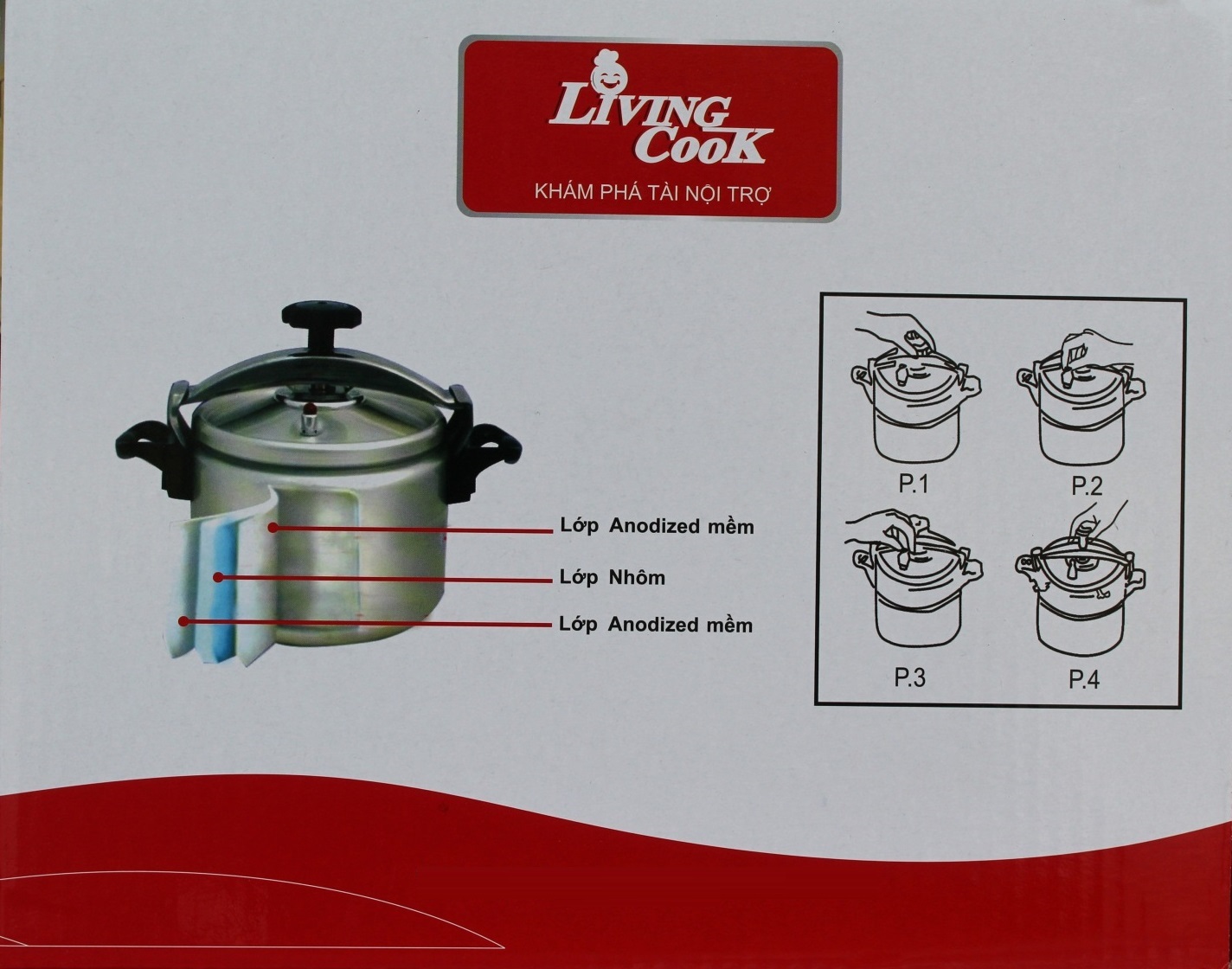 Nồi Áp Suất Cơ Anod Nhôm Đáy Từ Dùng Mọi Bếp Living Cook LC-AS22 (22cm - 5 lít) - Chính Hãng