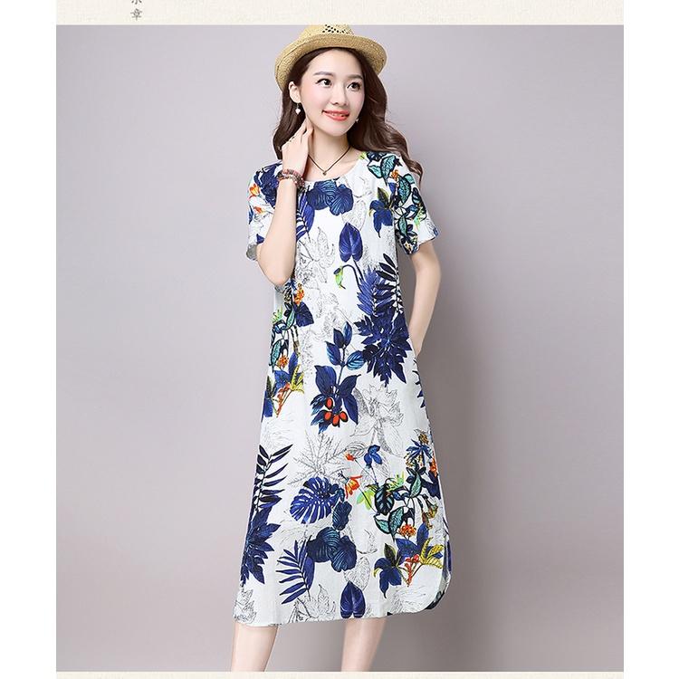 Đầm suông, đầm nữ vải đũi dáng dài mặc nhà, đi chơi, dạo phố Da143