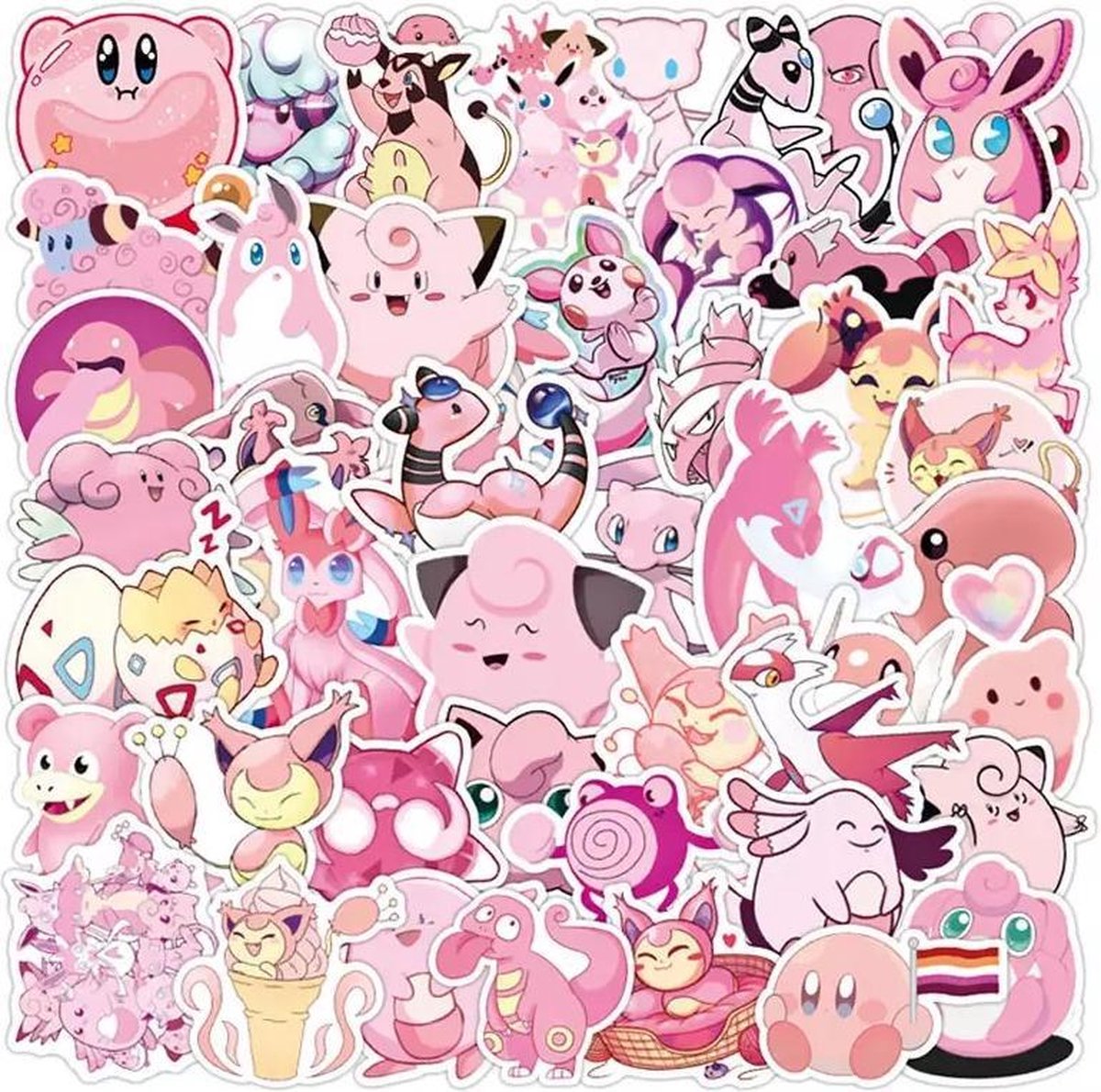 Set 30-60 Pink Pokemon sticker-Pokemon hồng