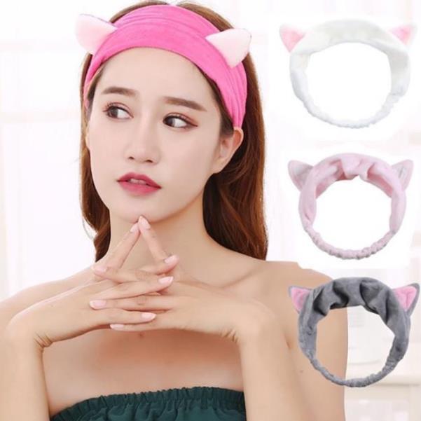 Băng Đô Tai Mèo Đeo Khi Tắm Và Rửa Mặt Dễ Thương Cho Nữ