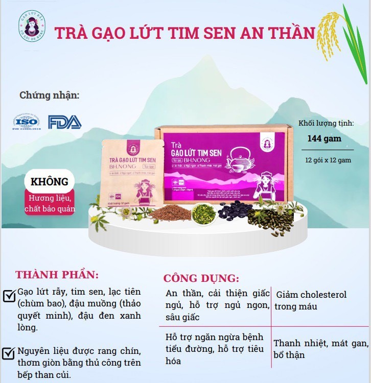 Trà gạo lứt tim sen an thần – Cô gái BH.NÔNG