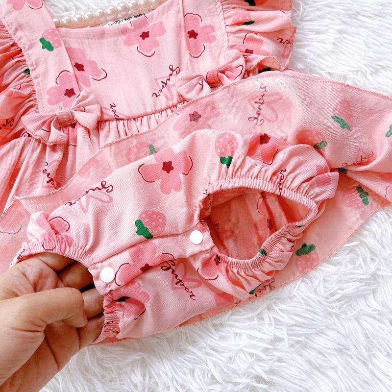 ￼Body Váy Cánh Tiên Hoa Vàng Bé Gái Sơ Sinh Đến 12kg, Bodysuit Bé Gái Chất Đũi Tơ Siêu Mát [B017