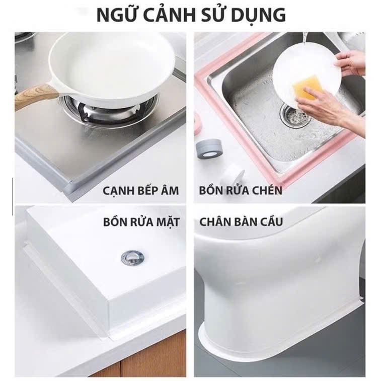 Băng Dính Dán Mép Tường Chống Thấm, Cuộn Băng Keo Dán Viền Bồn Rửa Chén &amp; Chậu Rửa Bát - HÀNG CHÍNH HÃNG MINIIN