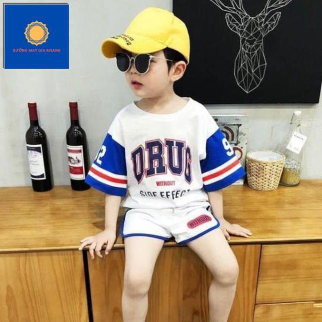 Đồ bộ quần áo thun bé trai, bé gái ngắn tay, in phối họa tiết - Xưởng may Gia Khang