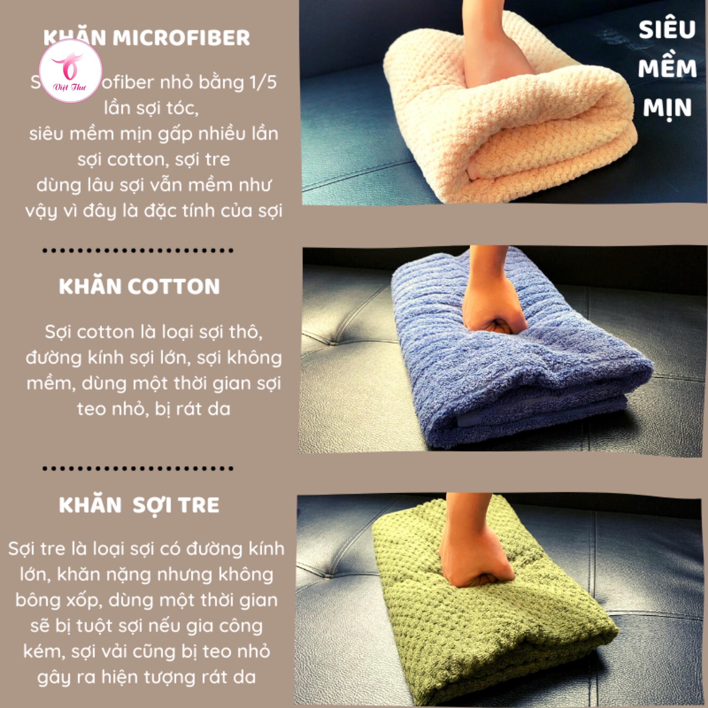 Khăn tắm lớn, khăn tắm Việt Thư sợi microfiber cao cấp công nghệ Nhật, siêu thấm nước, siêu mềm, không chất huỳnh quang - Hàng Chính Hãng