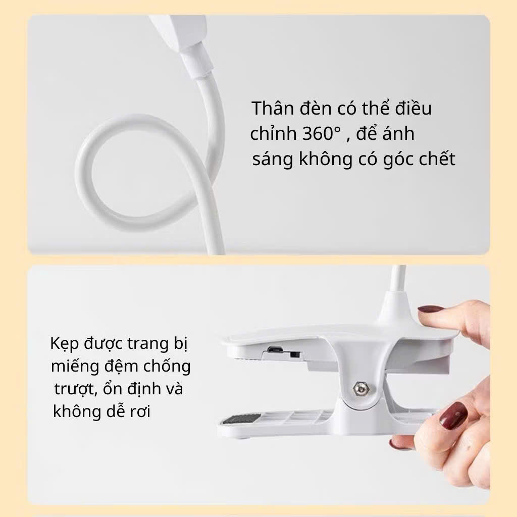 Đèn bàn LED đèn học kẹp bàn để bàn treo giá sách cảm ứng có 3 chế độ sáng bảo vệ mắt tiết kiệm điện chống ánh sáng xanh - Hàng chính hãng