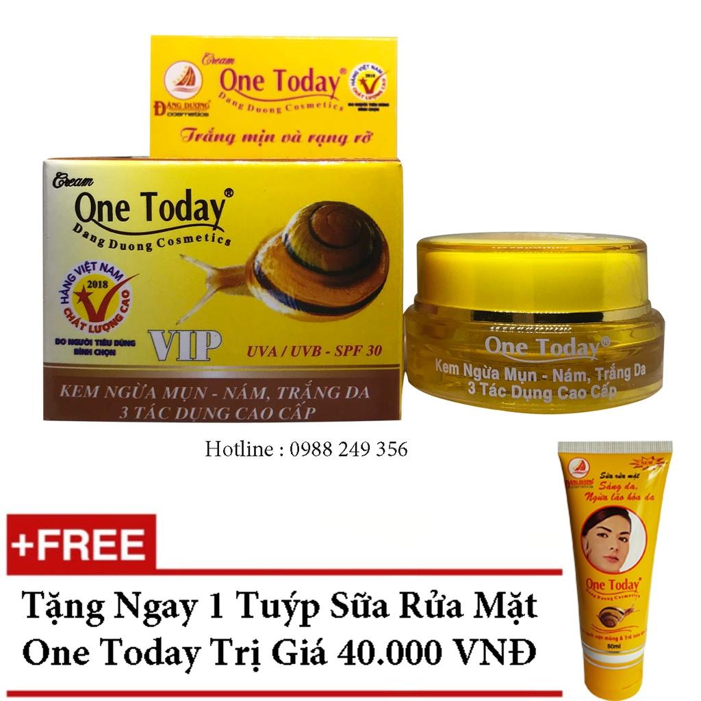 KEM NGỪA MỤN NÁM TRẮNG DA 3 TÁC DỤNG CAO CẤP ONE TODAY VIP 15G  TẶNG SỮA RỬA MẶT ONE TODAY