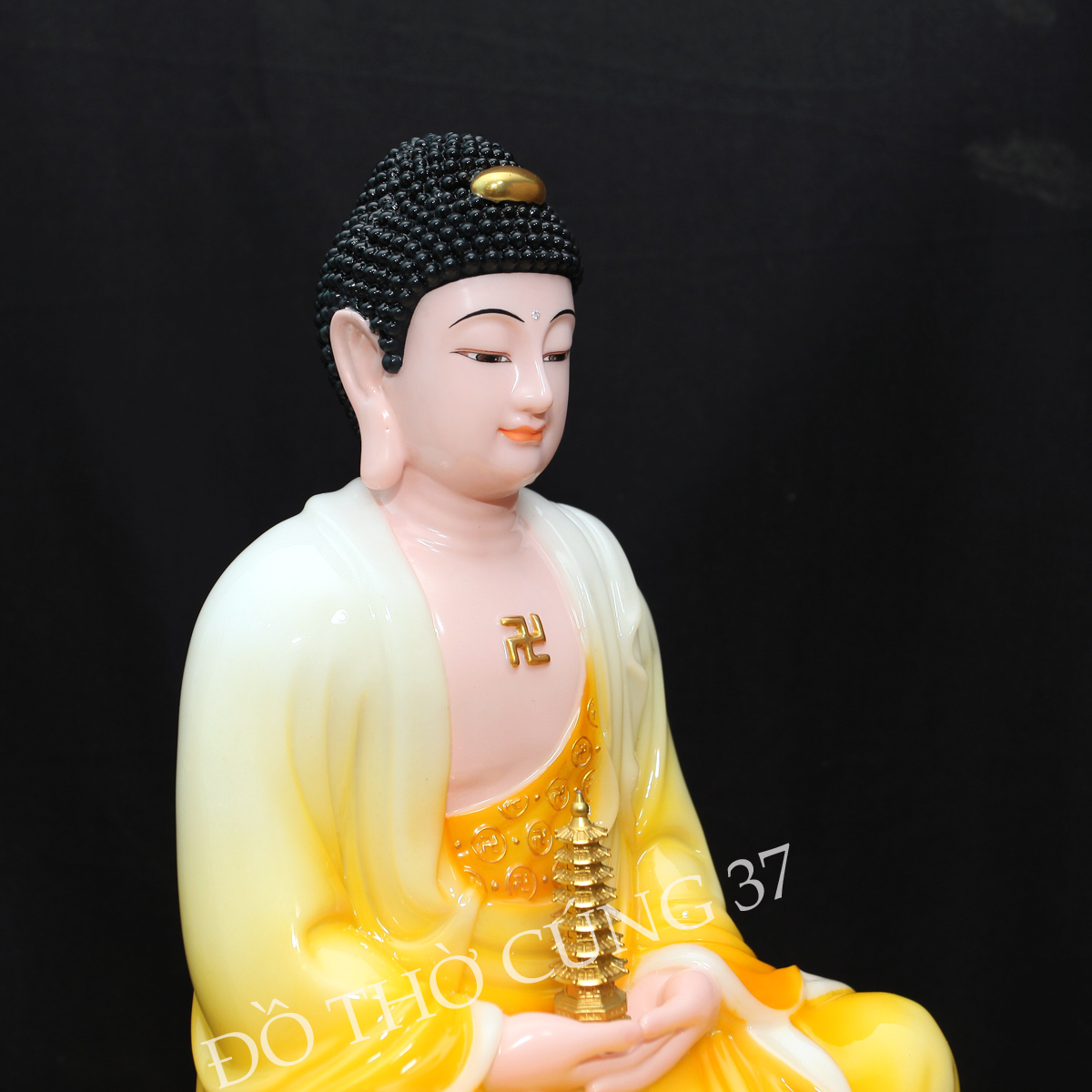Tượng Phật Dược Sư Ngồi Đài Sen - Áo Màu Vàng