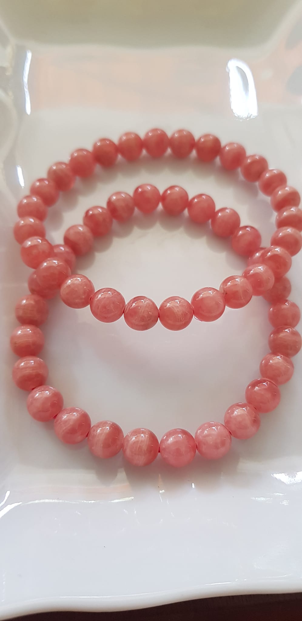 Vòng tay phong thủy Đá Đào Hoa tự nhiên Mới Đẹp AAA hạt tròn size 8mm Màu Hồng tươi bóng đẹp Nữ mệnh hỏa, mệnh thổ ạ Công dụng may mắn, tài lộc, tốt sức khỏe, xinh đẹp tay ạ