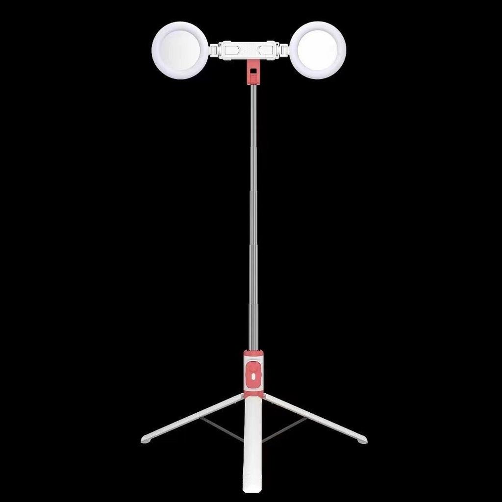 Gậy chụp ảnh selfie 3 chân kéo dài 170cm, có 2 bóng đèn LED trợ sáng và Bluetooth điều khiển từ xa lên đến 10 mét - ĐEN