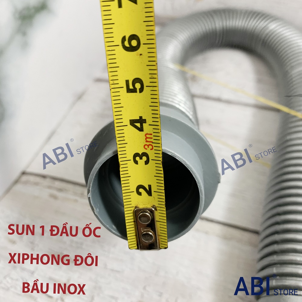 Ống thoát nước bộ xi phông chậu rửa bát 2 hố bầu inox ( sun 1 đầu ốc, sun 2 đầu ốc )