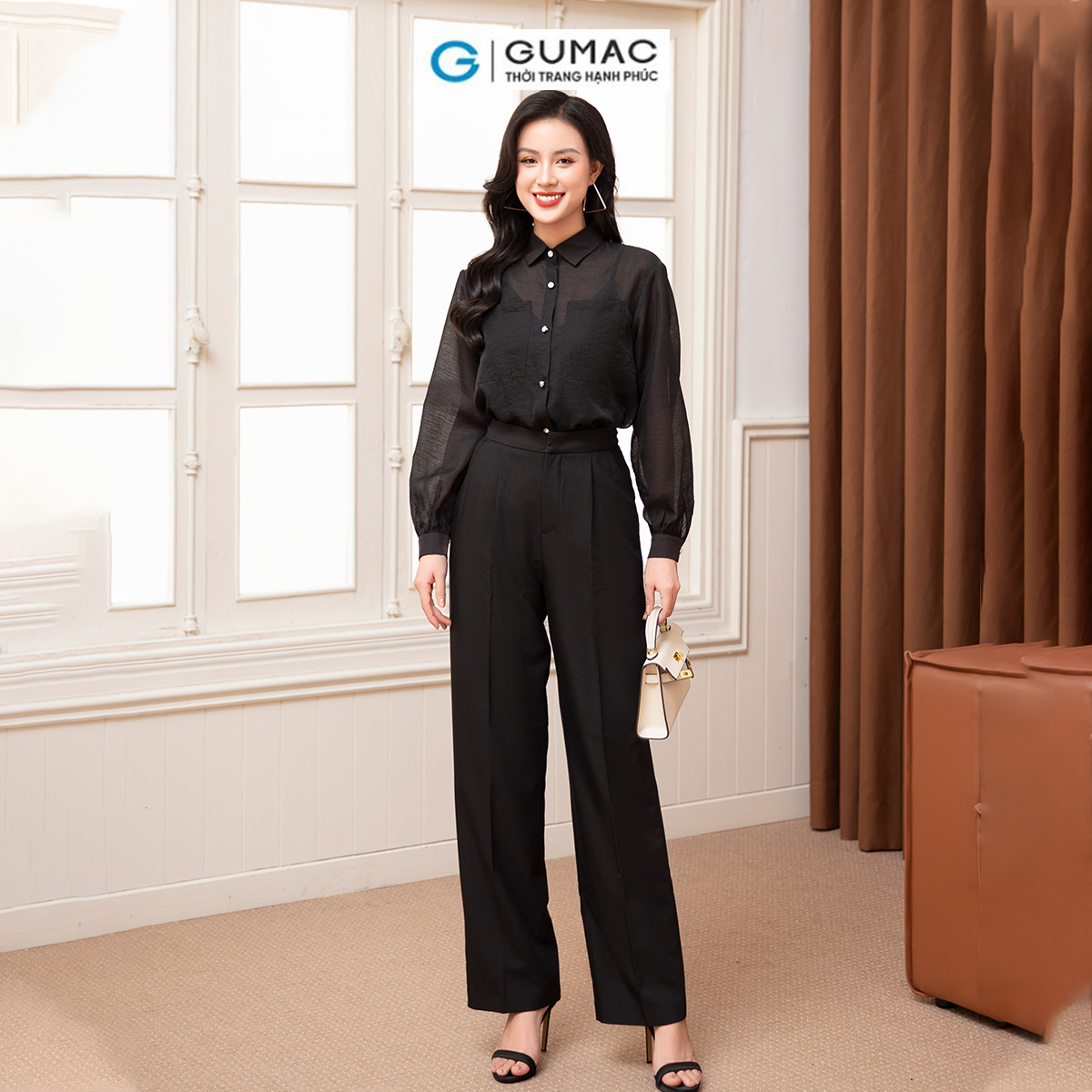 Quần ống suông xếp ly thời trang GUMAC QD10016