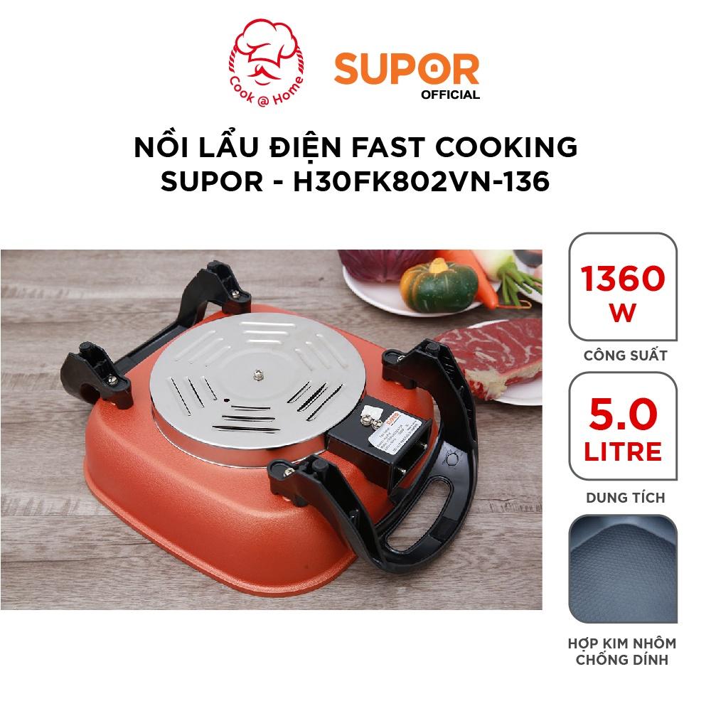 (HÀNG CHÍNH HÃNG) Nồi lẩu điện Fast Cooking Supor H30FK802VN-136 - 5L, 1360W