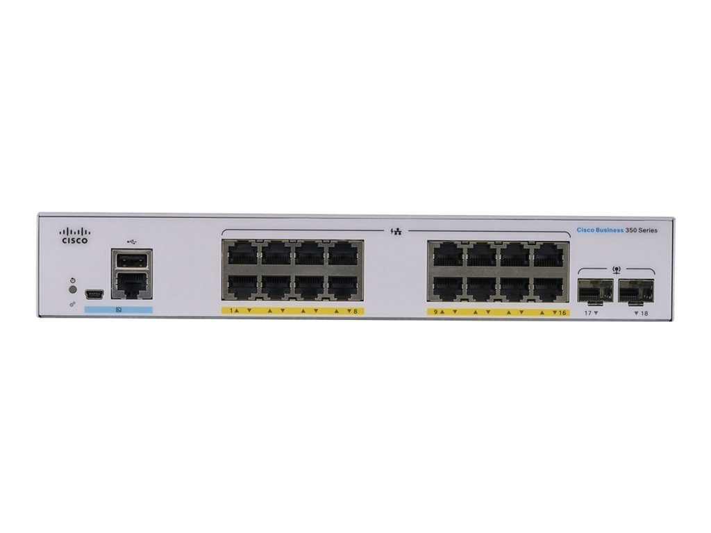 Thiết bị chia mạng Cisco CBS350-16FP-2G-EU 16x10/100/1000 ports PoE+ with 240W power budget, 2xGigabit SFP-Hàng nhập khẩu