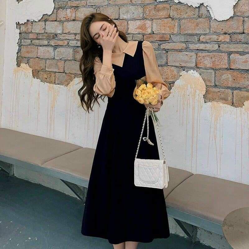 ĐẦM XOÈ PHỐI MÀU CỔ CÁCH ĐIỆU
