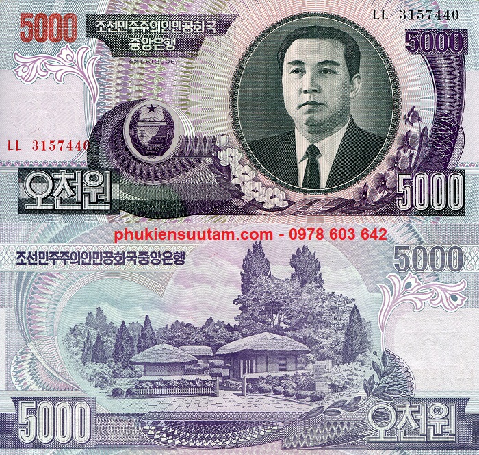 Tờ Châu Á - North Korea - Triều Tiên 5000 W 2006 UNC - Sưu tầm Độc Lạ tặng kèm phơi nilon - TT000204