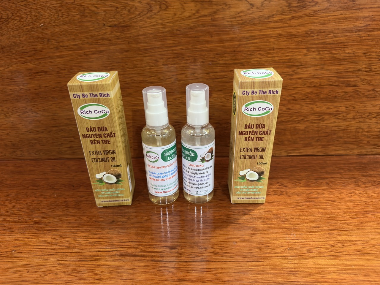 DẦU DỪA 100% NGUYÊN CHẤT BẾN TRE - NẤU THỦ CÔNG – RICH COCO - CHAI 100ml | EXTRA VIRGIN COCONUT OIL