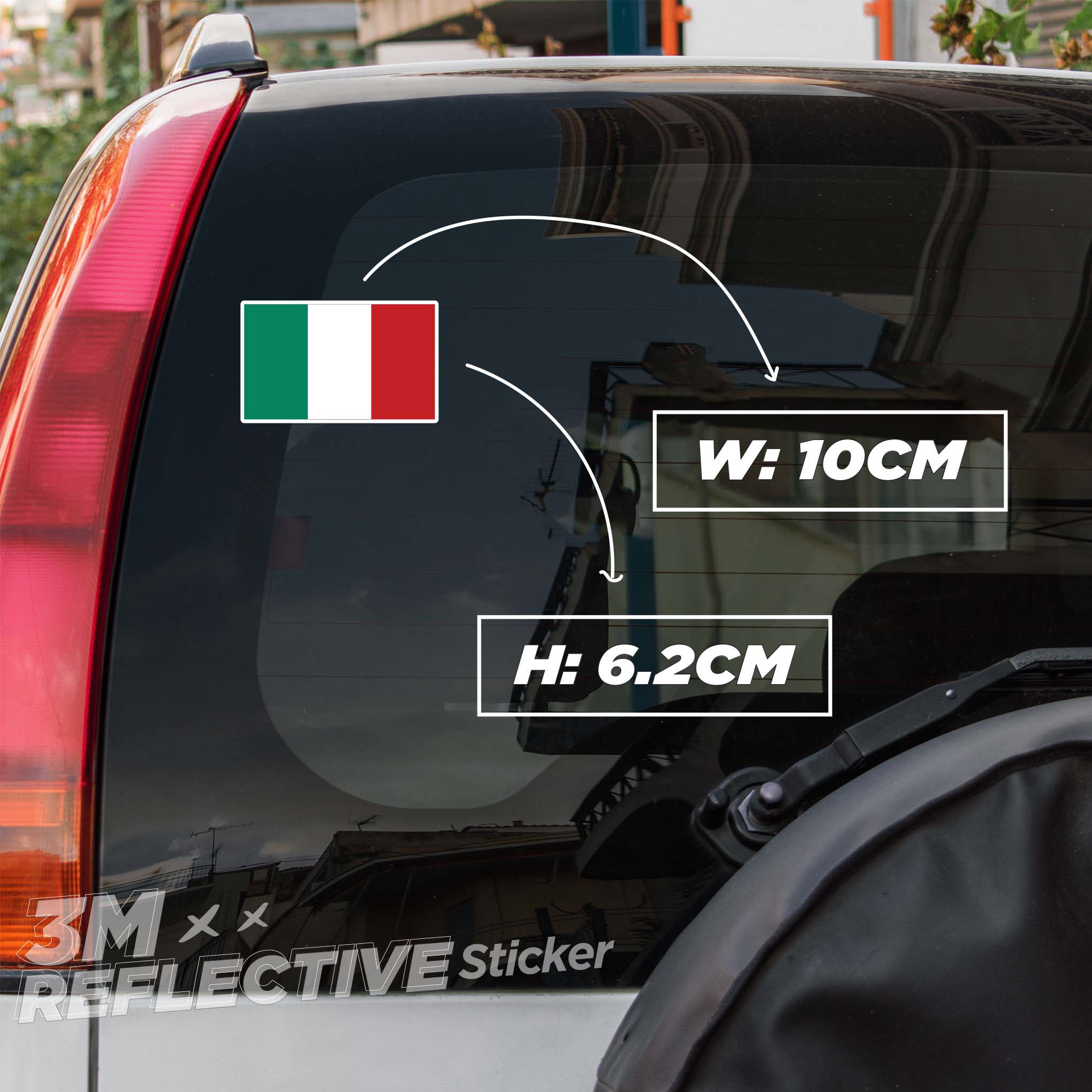 Hình ảnh ITALY FLAG 3M - Reflective Sticker Die-cut Hình dán phản quang thương hiệu STICKER FACTORY