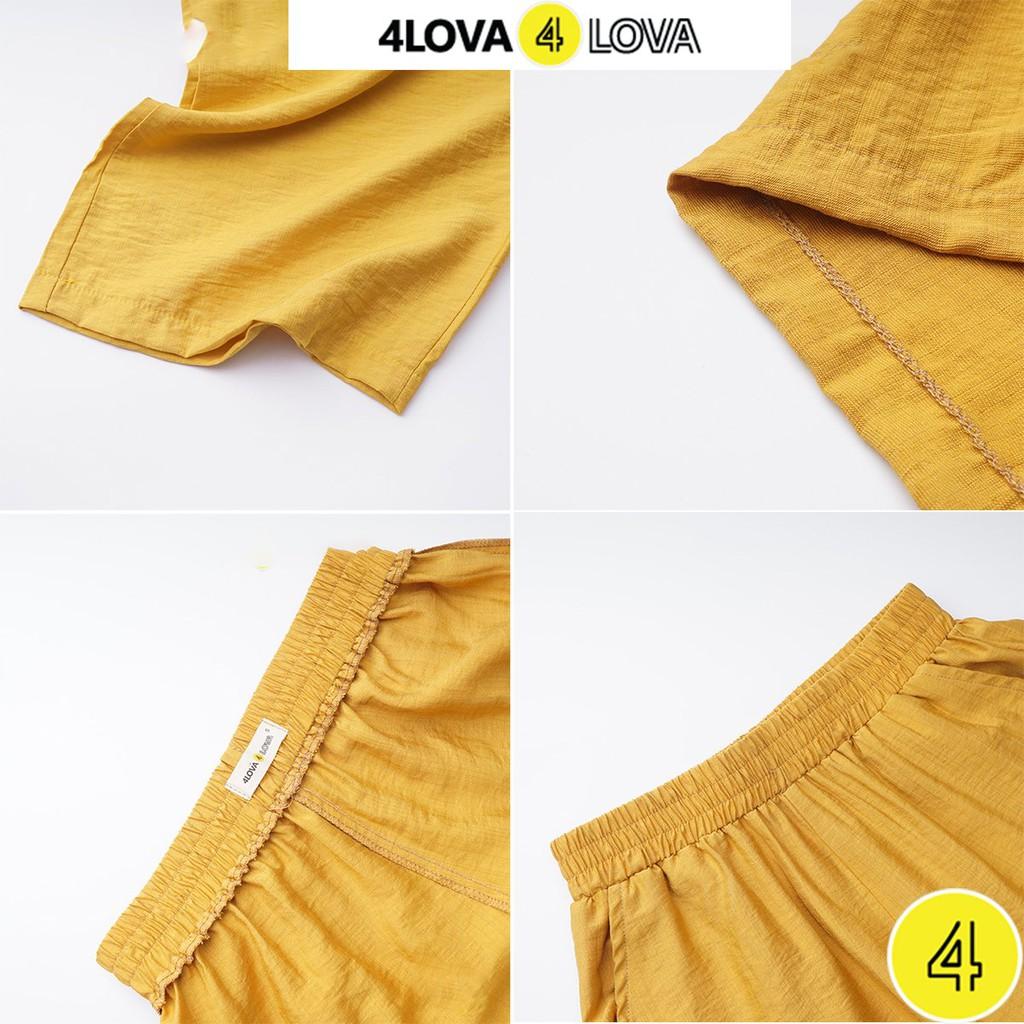 Quần lửng ống rộng culottes 4LOVA chất vải đũi xước cao cấp thoáng mát diện hè cho nữ