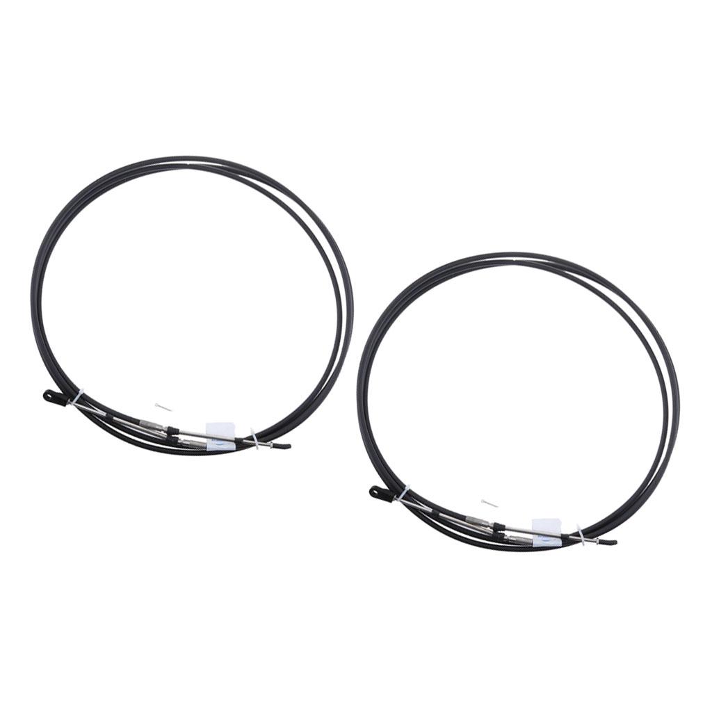 2pcs Universal Throttle Cable Black for Marine Boat Motor Control Lever 11FT