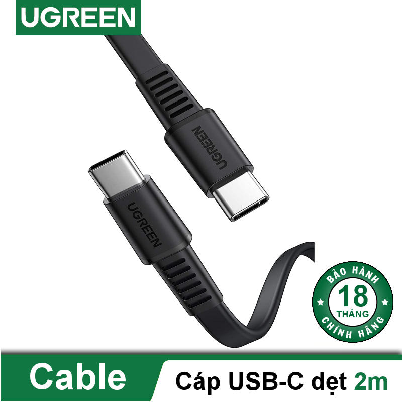 Cáp sạc nhanh 2 đầu USB type C 60W dạng dẹt hãng UGREEN US333 dài từ 0.5-2m - Hàng nhập khẩu chính hãng