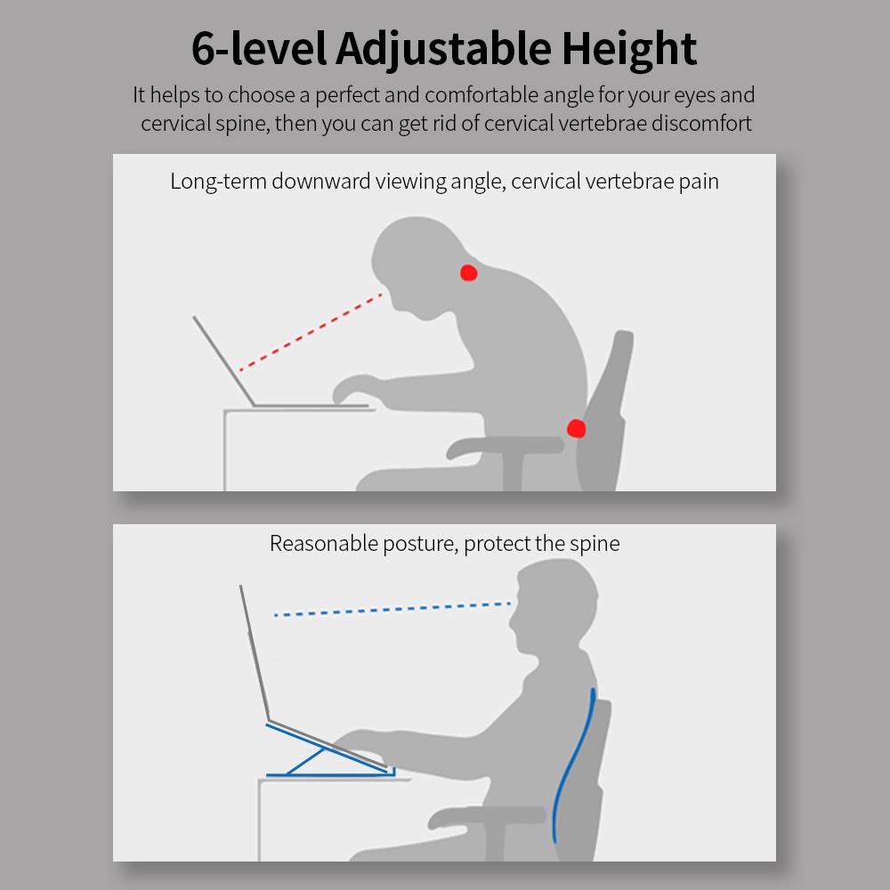 6-level Adjustable Laptop Stand Portable Folding Aluminum Alloy Laptop Bracket Non-slip Laptop Tablet Holder