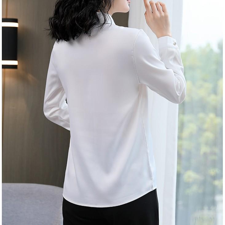 Áo sơ mi nữ tay dài vải lụa ngọc trai sơ mi nữ vải mềm mịn không nhăn TA121