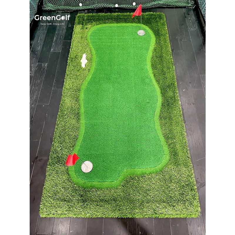 Thảm Tập Putt Golf 2 Màu Cỏ, Viền Dày/ Kích Thước 1.25*2.5m/Mã TP03/ 3 Hố Cờ/ Tặng Kèm 5 Bóng Tập